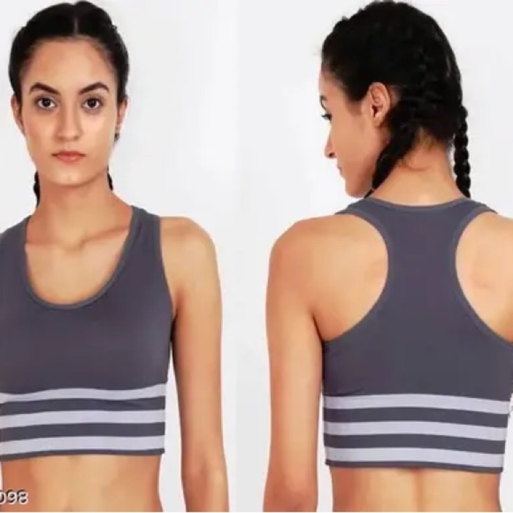 Striped gray fitness set legging and top - Picture 6 of 6